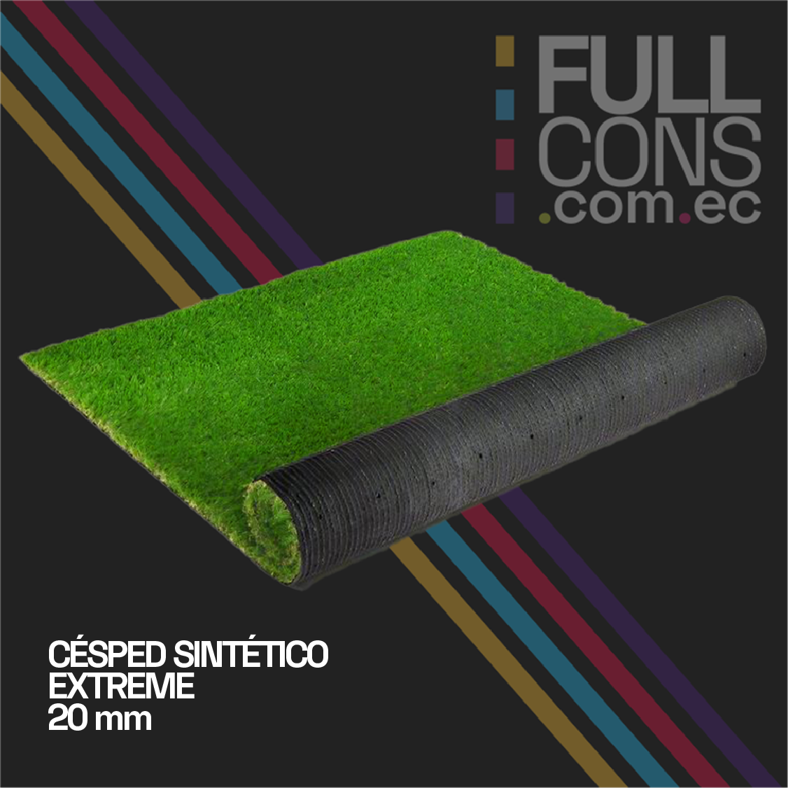 Césped Sintético Decorativo Curve 20mm | Fullcons Ecuador
