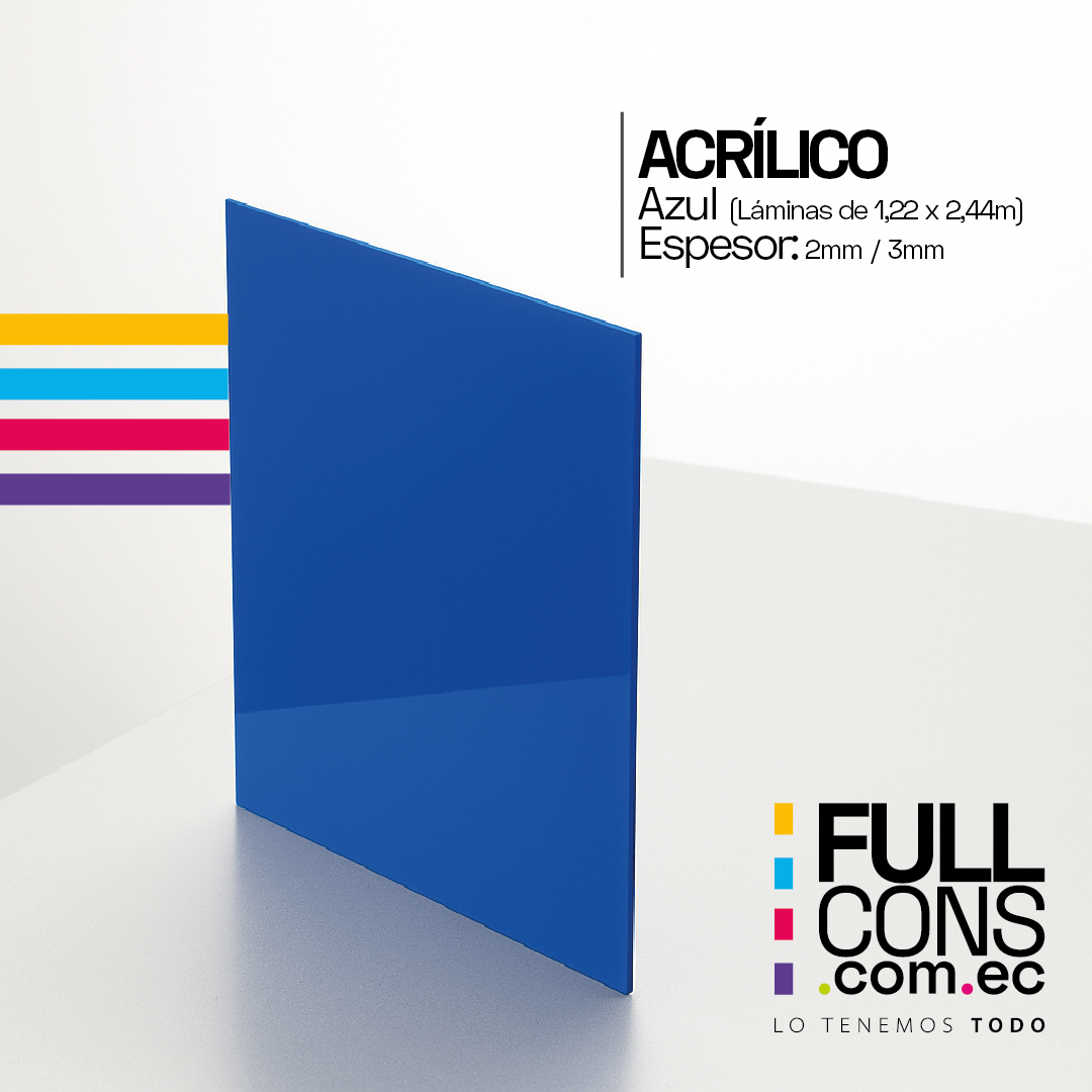 Lámina de Acrílico Color Azul 3 mm (1.22 x 2.44 m) | Fullcons