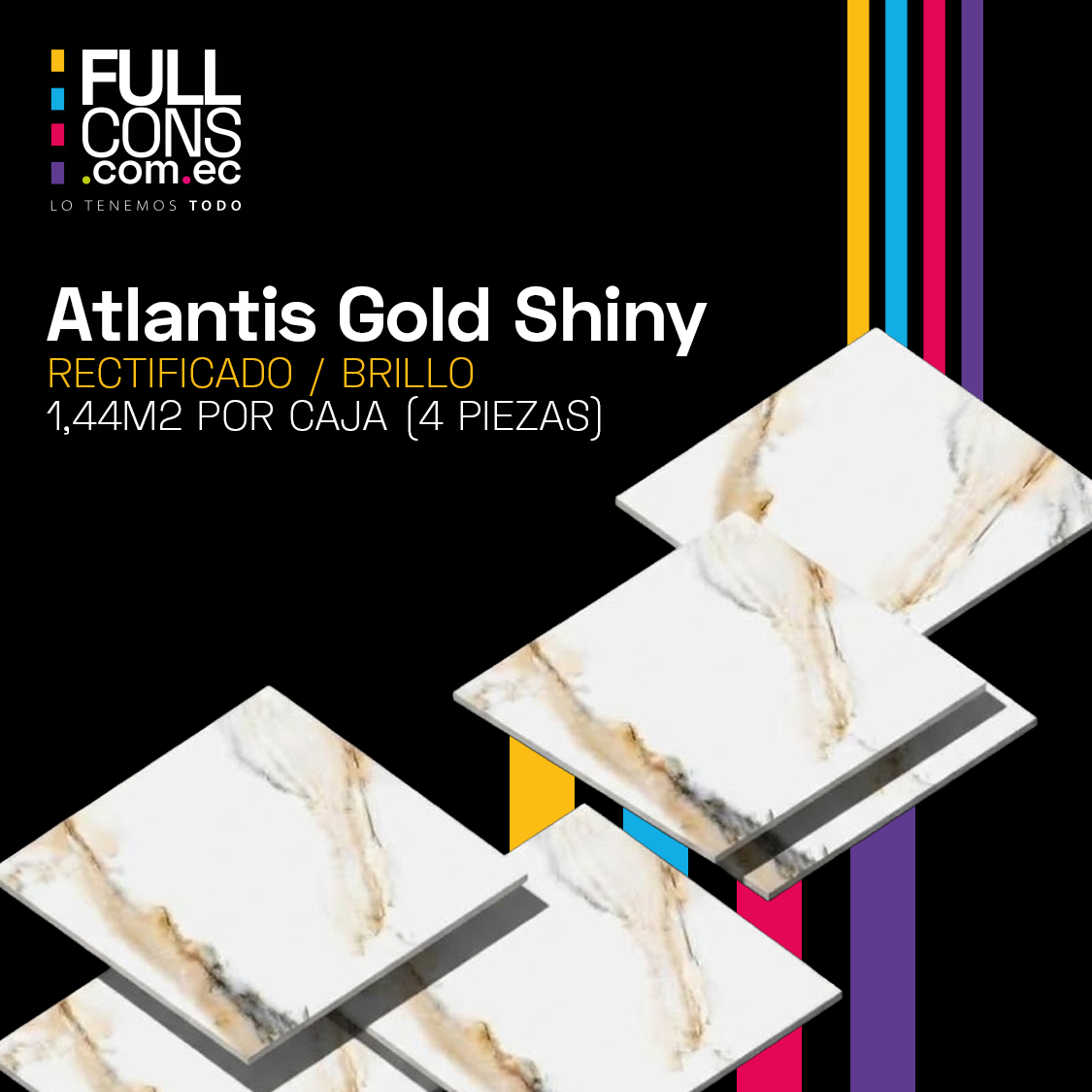 Porcelanato Español Atlantis Gold Shiny 60 x 60 cm | Fullcons