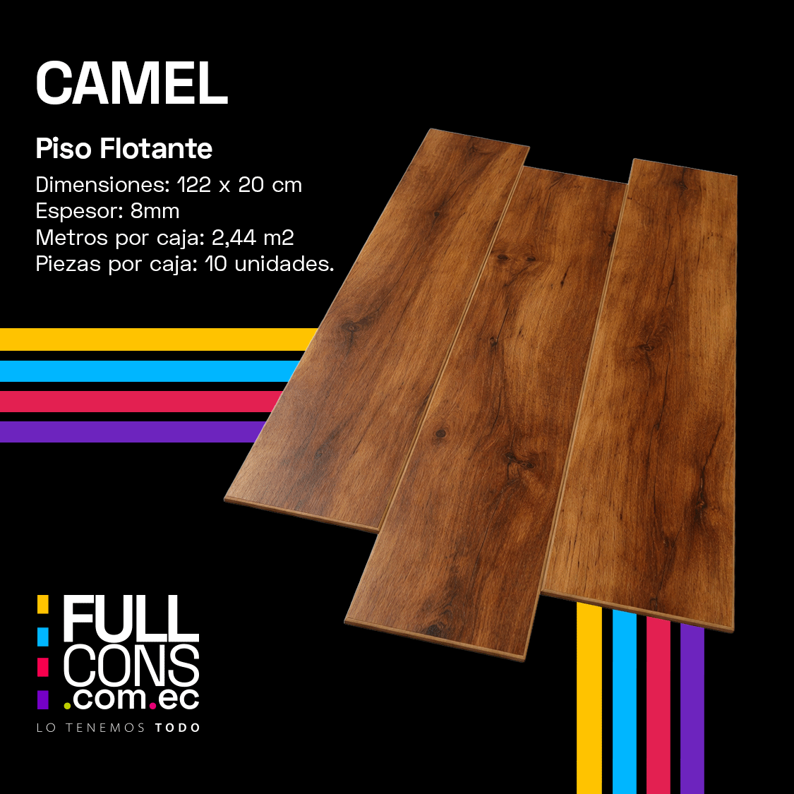 Piso Flotante Camel 8 mm AC4 HDF Caja 2.44 m² | Fullcons Ecuador (Copia)