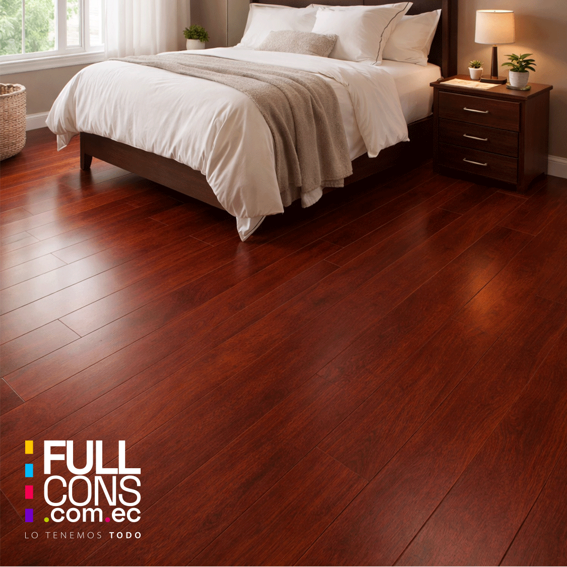 Piso Flotante Caoba 8 mm AC4 HDF Caja 2.44 m² | Fullcons Ecuador