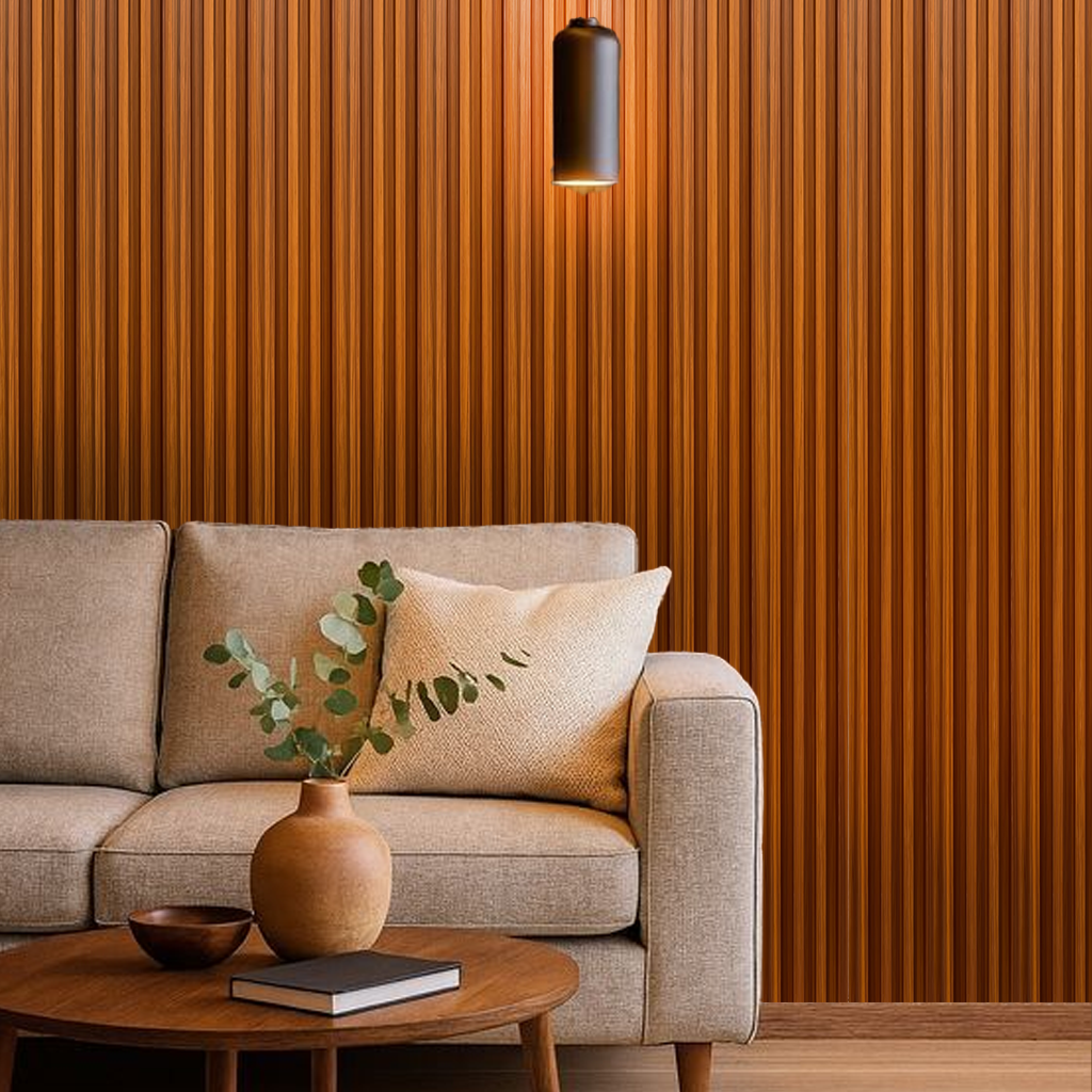 Panel Ranurado PVC de Interior Cereza Cálido 16 cm x 2.85 m (22 mm) | Fullcons