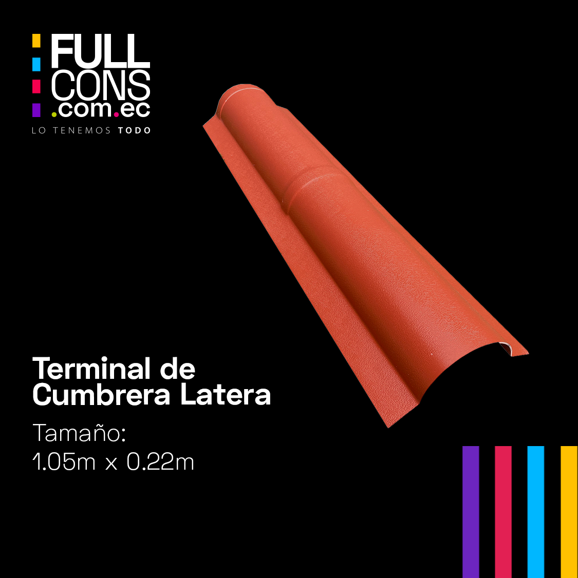 Cumbrera Lateral de Borde para Teja PVC Española 1.05 m | Fullcons