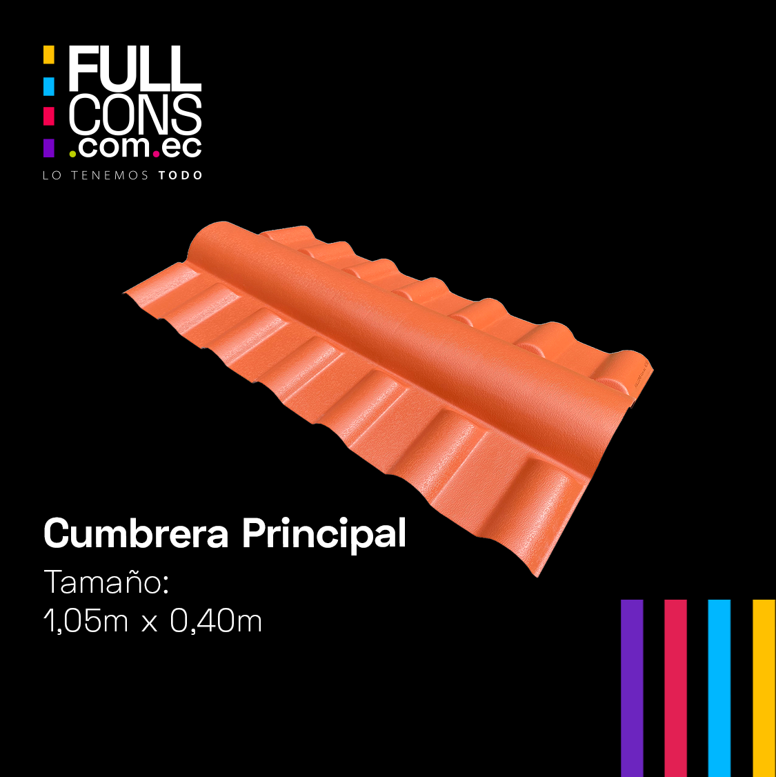 Cumbrera Principal de Remate para Teja PVC Española 1.05 m | Fullcons