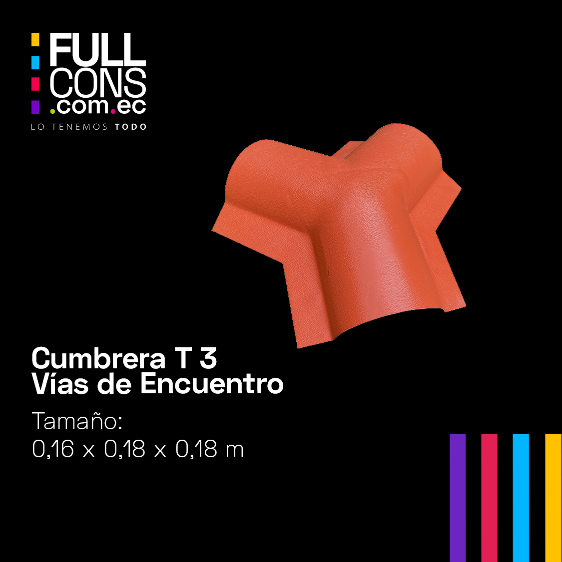 Cumbrera T 3 Vías de Encuentro para Teja PVC Española | Fullcons