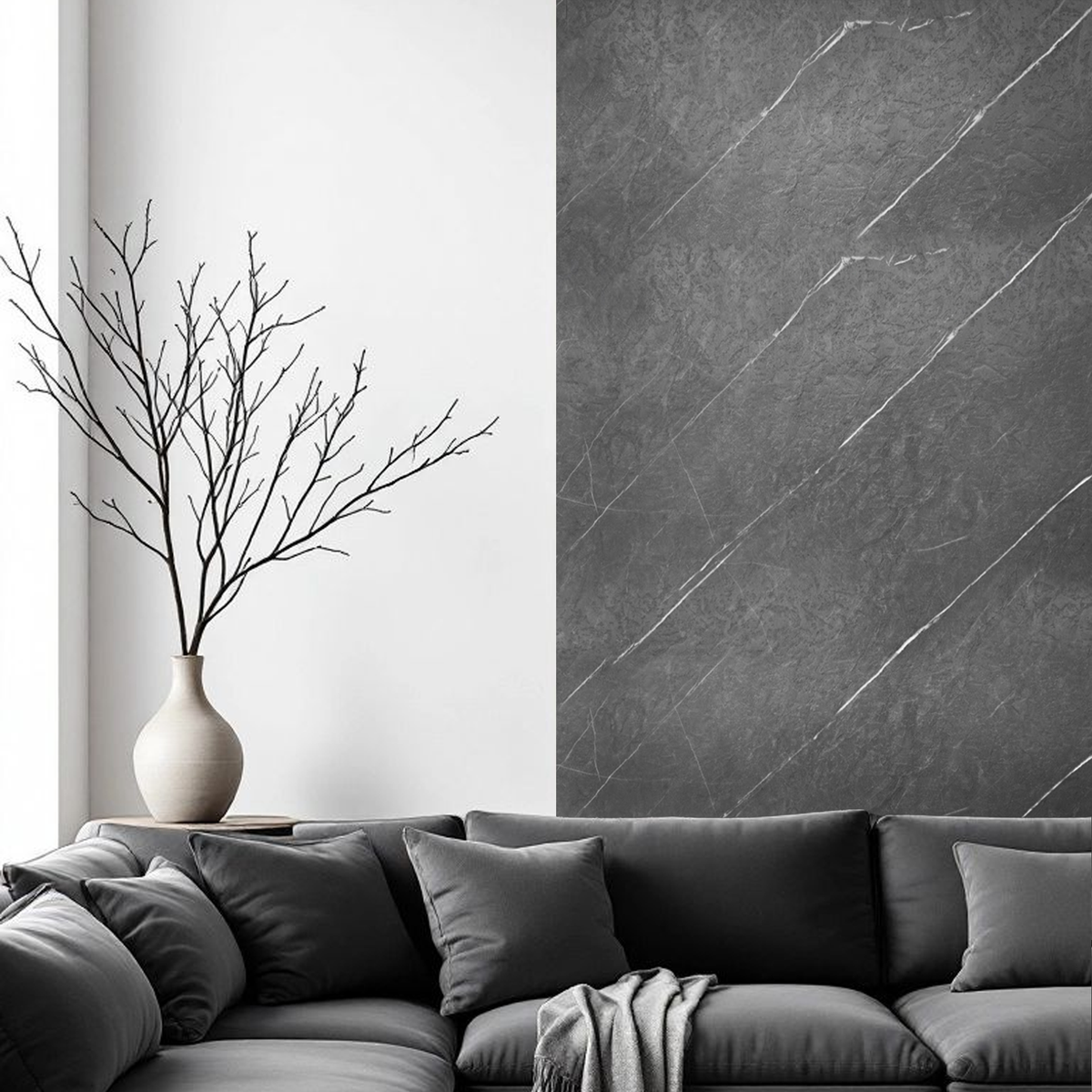 Panel PVC Tipo Mármol Gris Volcán Mate Texturizado | Fullcons