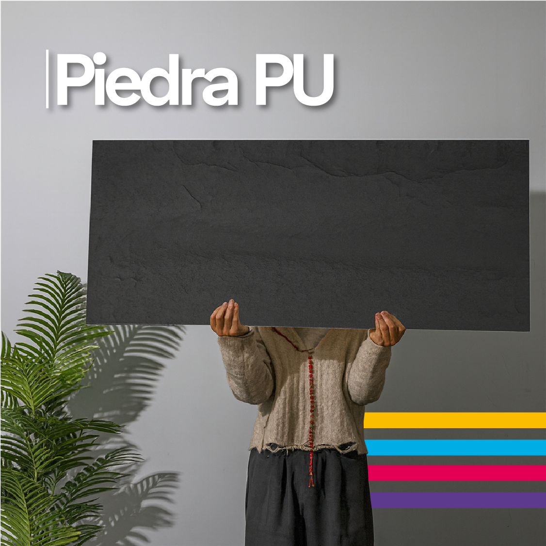 Panel de Piedra PU Poliuretano 3D Gris Volcánico 1.20 m x 0.60 m | Fullcons