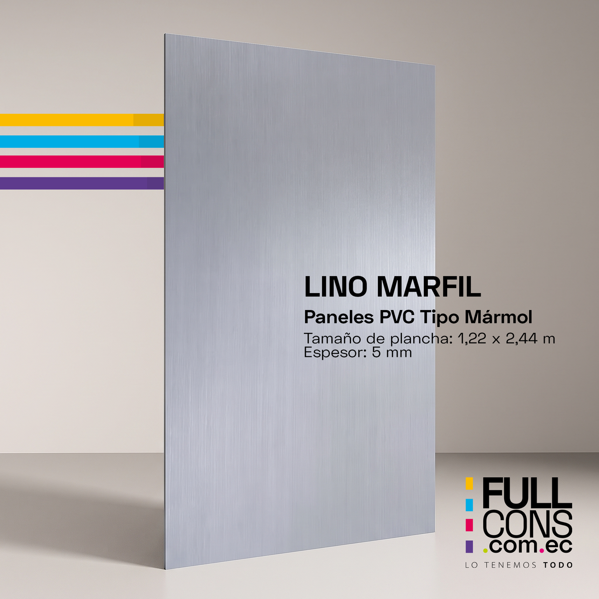 Panel PVC Tipo Mármol Lino Marfil 5 mm | Fullcons