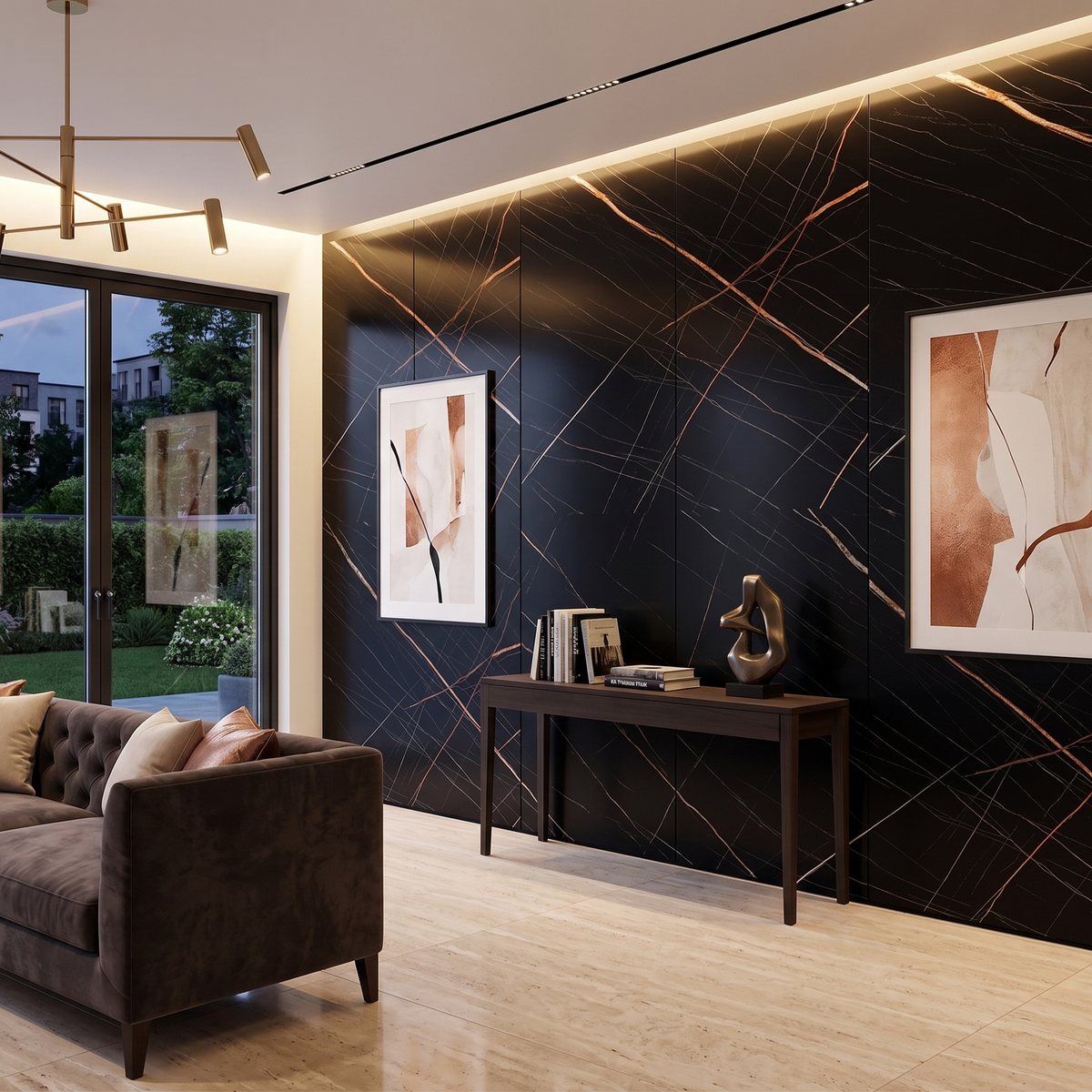 Panel PVC Tipo Mármol 3 mm Negro Supremo (1.22 x 2.44 m) | Fullcons
