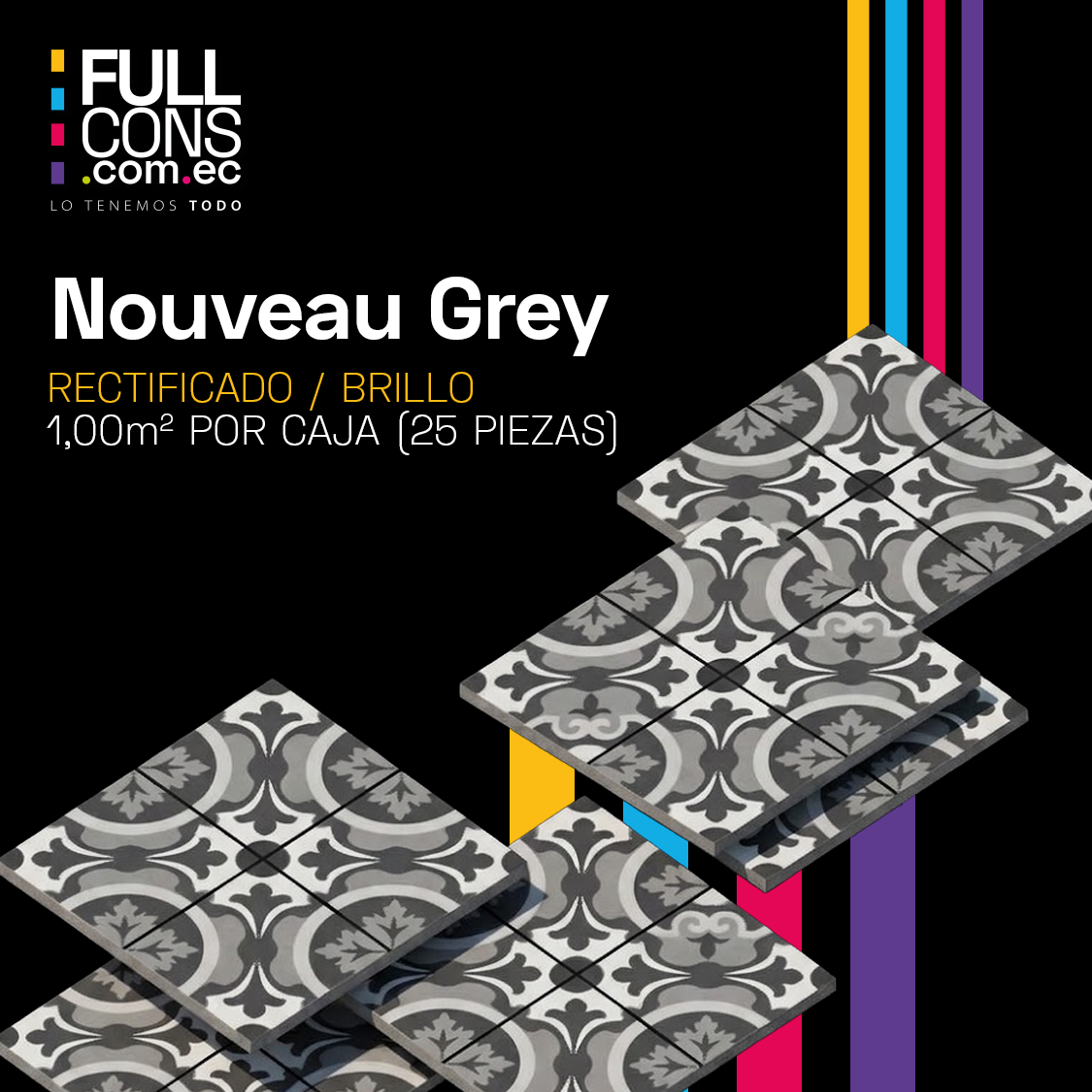 Porcelanato Nouveau Grey 20 x 20 cm | Fullcons