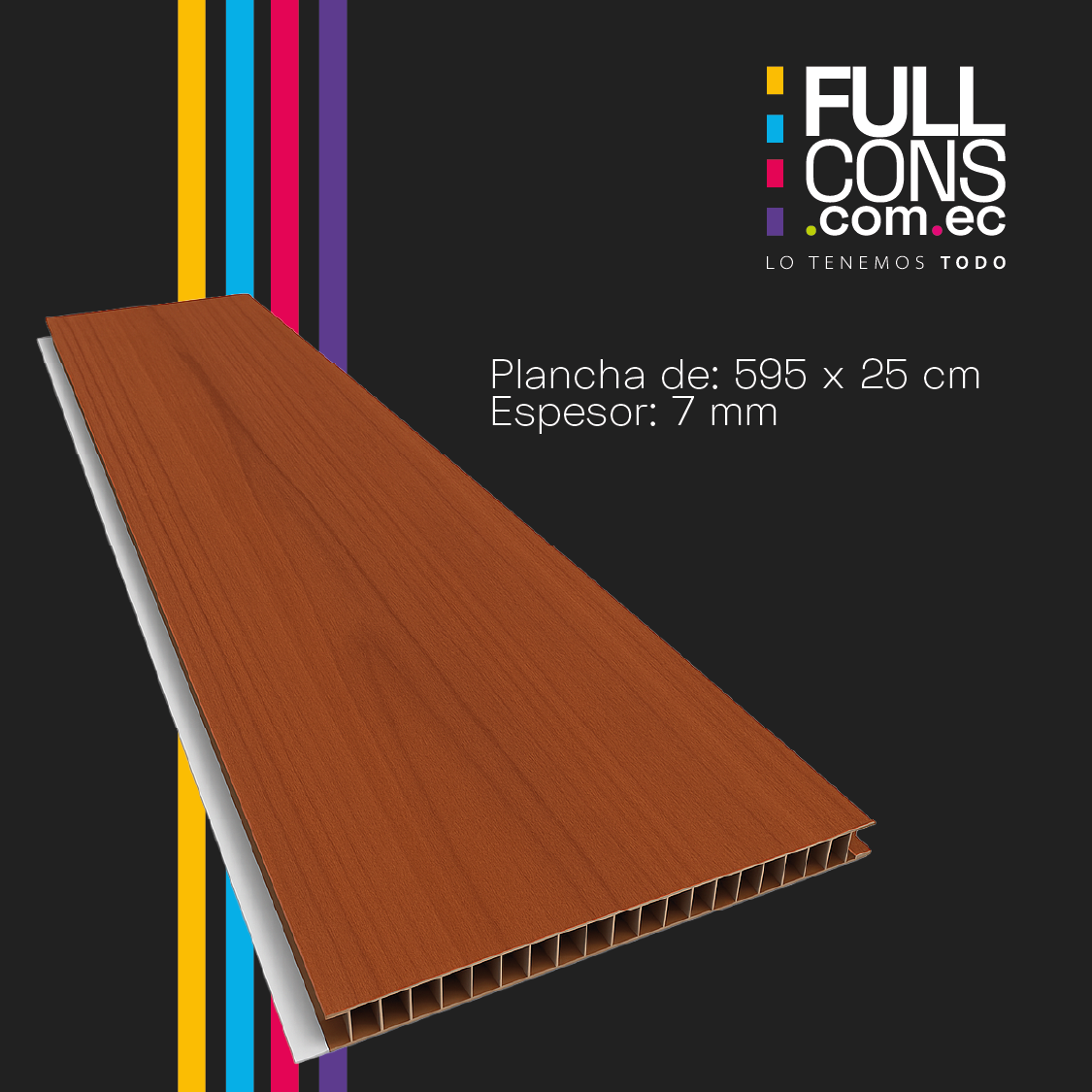 Cielo Raso PVC Sepia 5.70 m x 20 cm (7 mm) | Fullcons