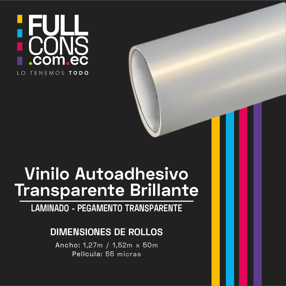 Vinilo Transparente Brillante para Laminación 55 micras | Fullcons