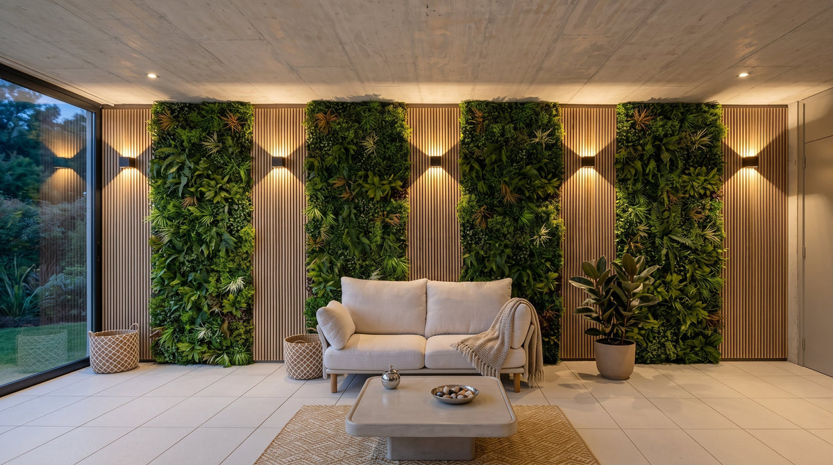 Paneles Ranurados y Jardines Verticales Artificiales: Innovación en Decoración de Interiores