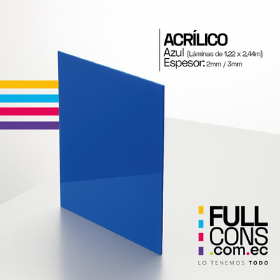 Lámina de Acrílico Color Azul 3 mm (1.22 x 2.44 m) | Fullcons