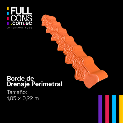 Borde de Drenaje Perimetral para Teja PVC Española 1.05 m | Fullcons