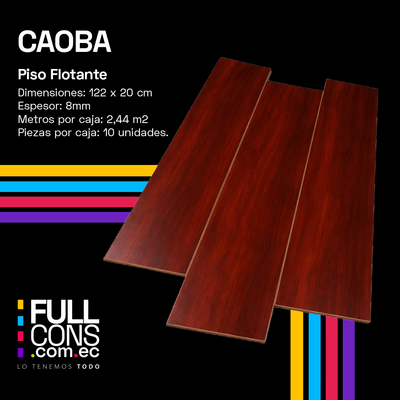 Piso Flotante Caoba 8 mm AC4 HDF Caja 2.44 m² | Fullcons Ecuador