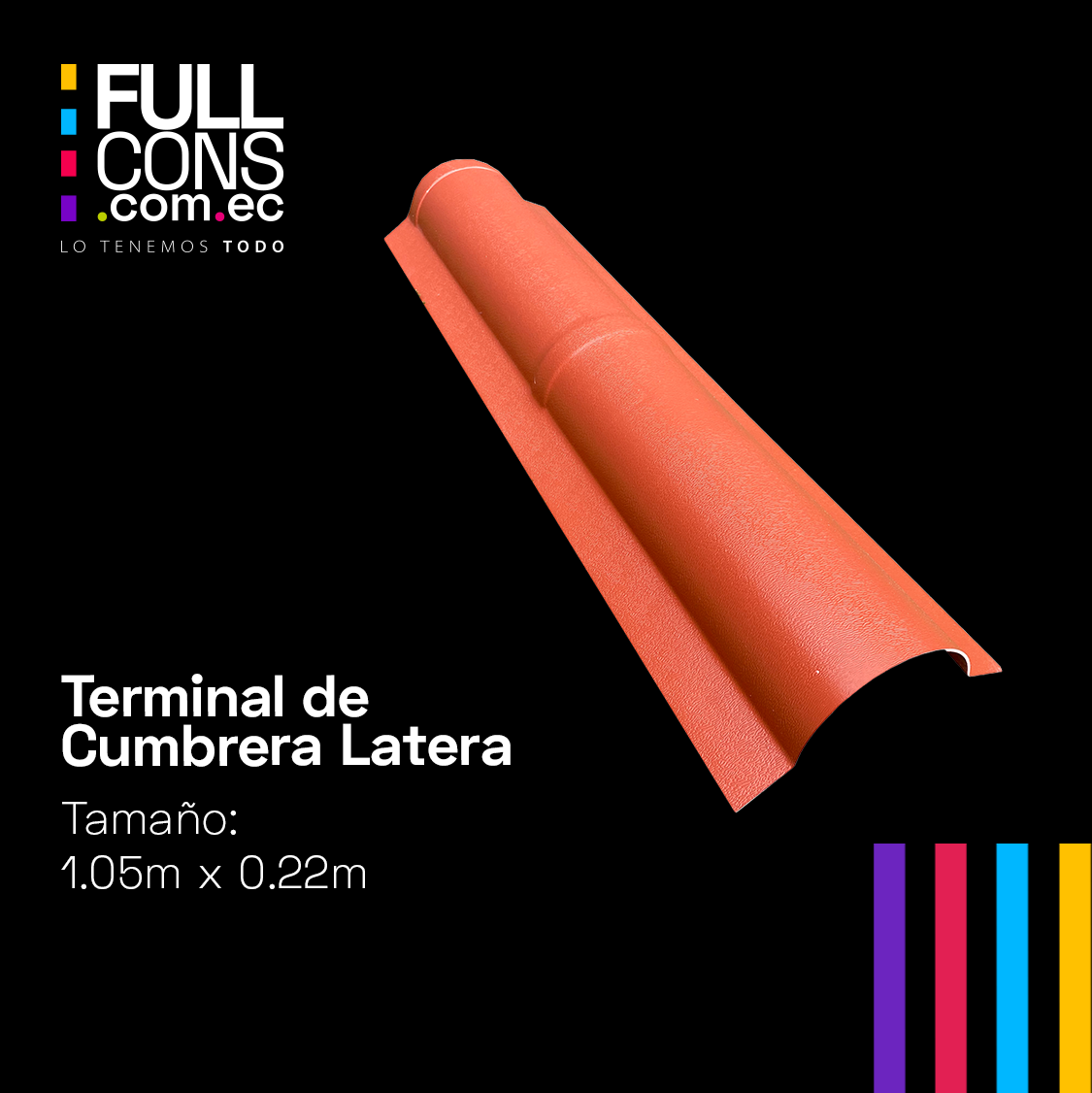 Cumbrera Lateral de Borde para Teja PVC Española 1.05 m | Fullcons