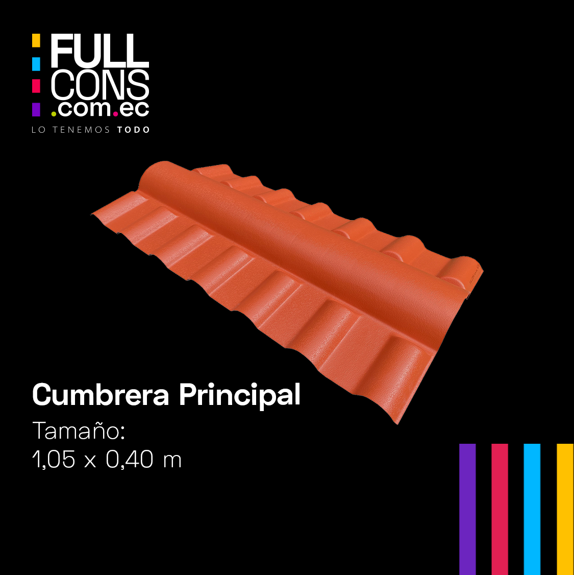 Cumbrera Principal de Remate para Teja PVC Española 1.05 m | Fullcons