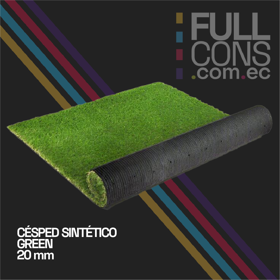 Césped Sintético Decorativo Curve 20mm | Fullcons Ecuador