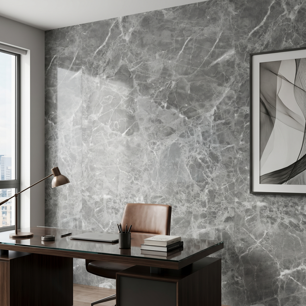 Panel PVC Tipo Mármol Gris Bruma 3 mm (1.22 x 2.44 m) | Fullcons