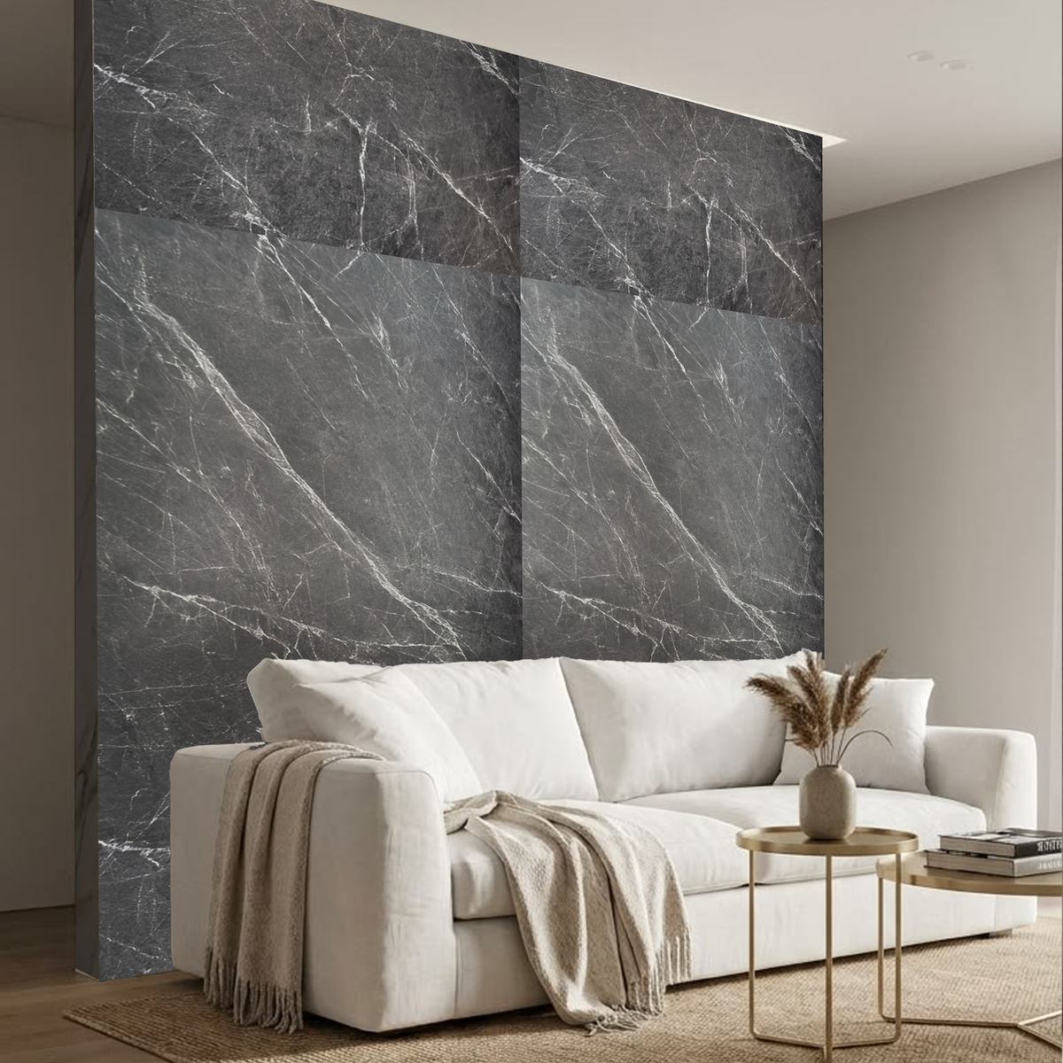 Panel PVC Tipo Mármol Gris Neblina Mate Texturizado | Fullcons