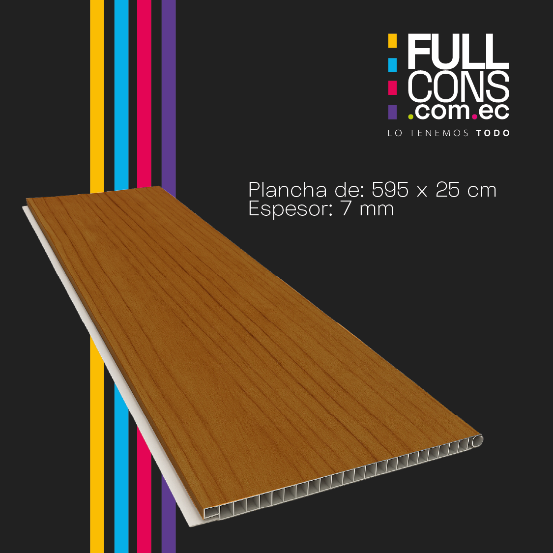 Cielo Raso PVC Honey 5.70 m x 20 cm (7 mm) | Fullcons