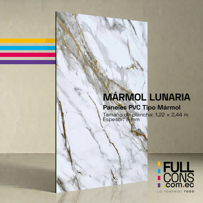 Panel PVC Tipo Mármol Mármol Lunaria 3 mm (1.22 x 2.44 m) | Fullcons