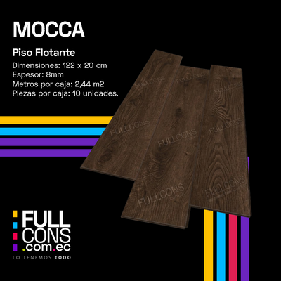 Piso Flotante Mocca 8 mm AC4 HDF Caja 2.44 m² | Fullcons Ecuador