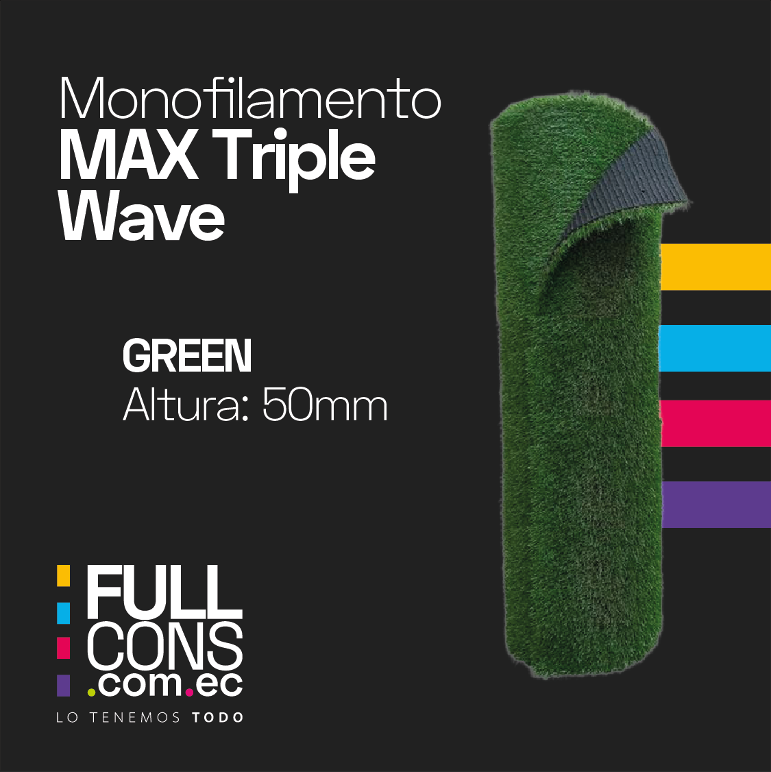 Césped Sintético Deportivo Fútbol MAX Triple Wave 50mm (14.000 DTEX) | Césped Ecuador