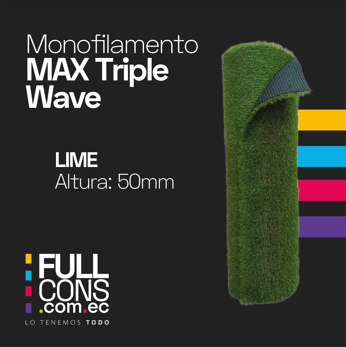 Césped Sintético Deportivo Fútbol MAX Triple Wave 50mm (14.000 DTEX) | Césped Ecuador