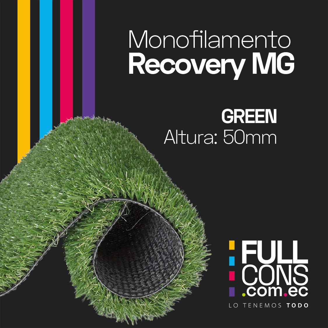 Césped Sintético Deportivo Fútbol Recovery MG 50mm (10.000 DTEX) | Césped Ecuador