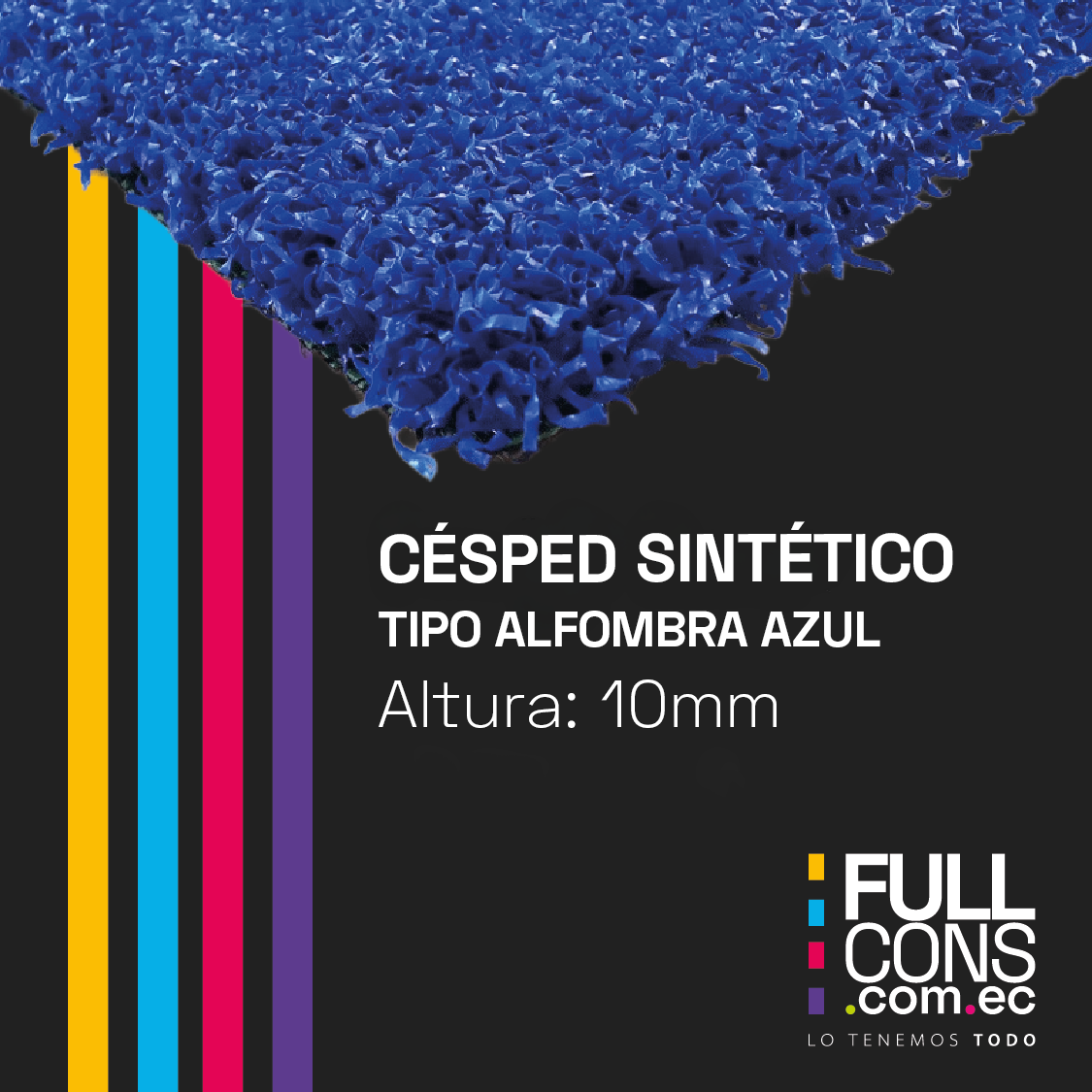 Césped Sintético Tipo Alfombra 10mm Azul | Césped Ecuador
