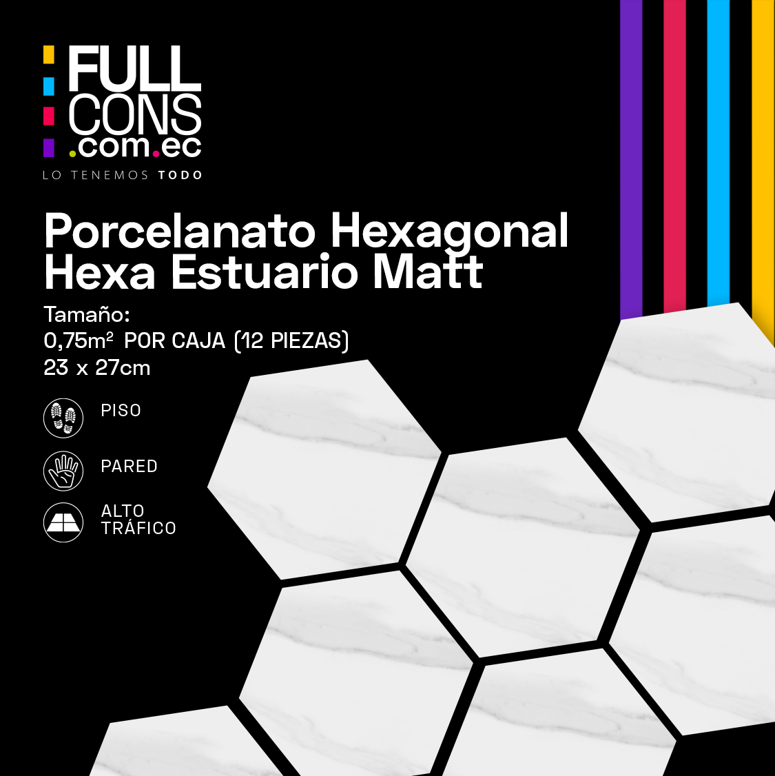 Porcelanato Hexagonal Hexa Estuario Matt 23 x 27 cm | Fullcons
