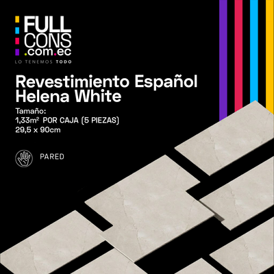 Revestimiento Español Helena White 29.5 x 90 cm Brillo 3D | Fullcons
