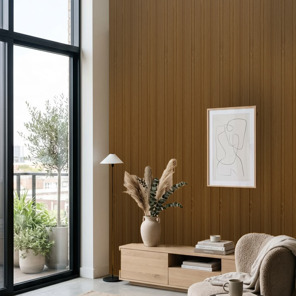 Panel Ranurado PVC de Interior Roble Miel 19.5 cm x 2.85 m (14 mm) | Fullcons