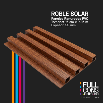 Panel Ranurado PVC de Interior Roble Solar 16 cm x 2.85 m (22 mm) | Fullcons