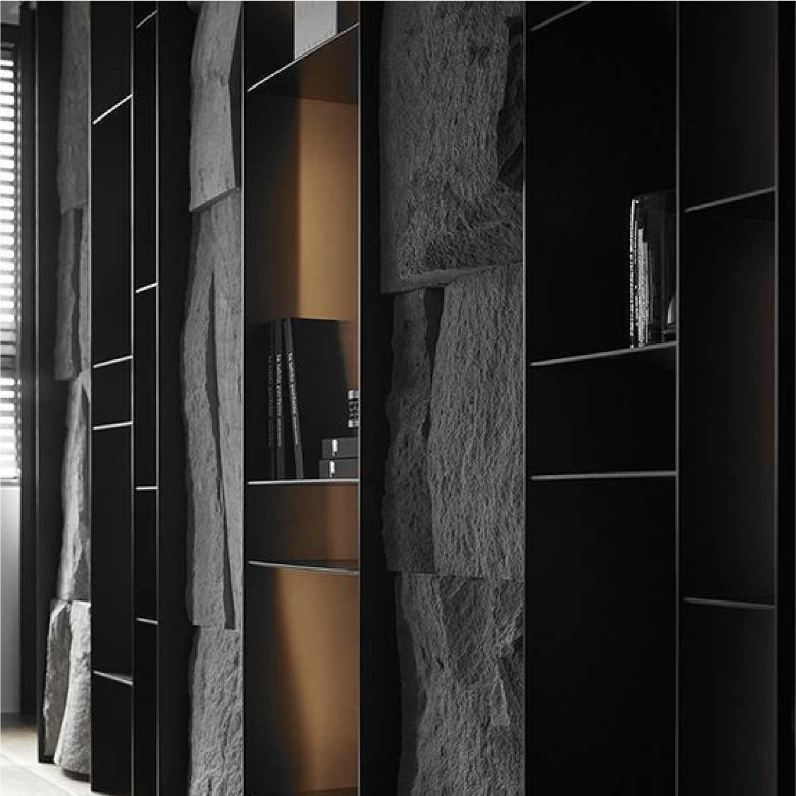 Panel de Piedra PU Poliuretano 3D Gris Volcánico 1.20 m x 0.60 m | Fullcons