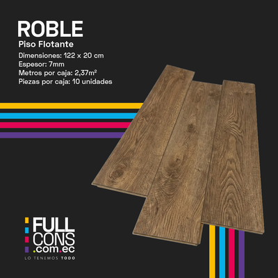 Piso Flotante Roble 7 mm AC4 HDF Caja 2.37 m² | Fullcons Ecuador