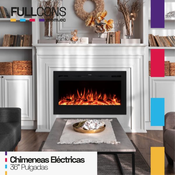 Chimenea Eléctrica 36" con Luces LED de Bajo Consumo – Elegancia y Calidez Sin Esfuerzo