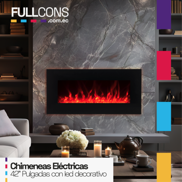 Chimenea Eléctrica Montable 42" con Luces LED de Fondo – Modernidad y Confort en un Solo Click