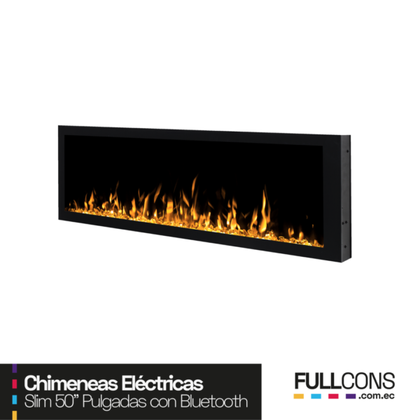 Chimenea Eléctrica 50" SLIM con Parlante Bluetooth Integrado – Diseño Ultra Delgado y Sonido Premium