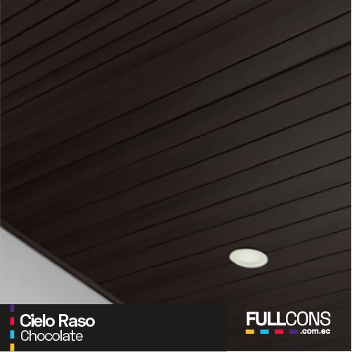 Cielo Raso PVC Color Chocolate – Elegancia Maderada en Dimensiones de 25cm x 5.95m