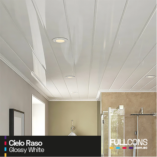 Cielo Raso PVC Color Glossy White – Elegancia Brillosa Maderada en 25cm x 5.95m