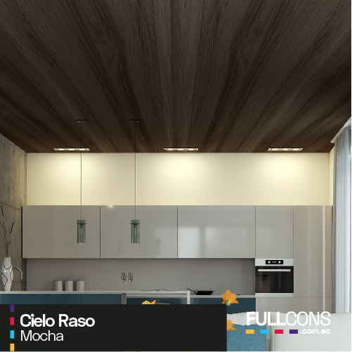 Cielo Raso PVC Color Mocha – Elegancia Maderada Oscura en Dimensiones de 25cm x 5.95m