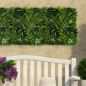 Jardín Vertical Artificial Green Dream – Variedad de Plantas, Helechos y Hojas Amarillas, 1x1 m, Gama Premium